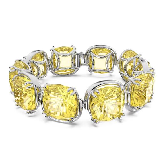 Swarovski Silver-Tone Yellow Cushion-Cut Crystal Flex Bracelet